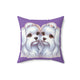 Spun Polyester Square Pillow - Maltese Lovers
