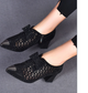 Ladies Luxury Mesh Side Zipper Pointed Toe Shoes