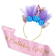 Birthday Girl Silk Sash & Unicorn Headband