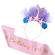 Birthday Girl Silk Sash & Unicorn Headband