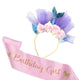 Birthday Girl Silk Sash & Unicorn Headband