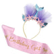 Birthday Girl Silk Sash & Unicorn Headband