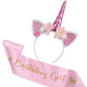 Birthday Girl Silk Sash & Unicorn Headband