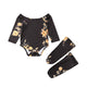 2pcs Toddler Baby Girl Long Sleeve Flower Romper + Leg Warmers