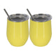 2Pcs/set Stainless Steel 12oz  Wine Tumbler With Lid + Straw + Cleaning Brush