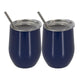 2Pcs/set Stainless Steel 12oz  Wine Tumbler With Lid + Straw + Cleaning Brush
