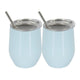 2Pcs/set Stainless Steel 12oz  Wine Tumbler With Lid + Straw + Cleaning Brush