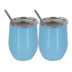 2Pcs/set Stainless Steel 12oz  Wine Tumbler With Lid + Straw + Cleaning Brush