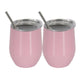 2Pcs/set Stainless Steel 12oz  Wine Tumbler With Lid + Straw + Cleaning Brush