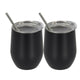 2Pcs/set Stainless Steel 12oz  Wine Tumbler With Lid + Straw + Cleaning Brush