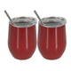 2Pcs/set Stainless Steel 12oz  Wine Tumbler With Lid + Straw + Cleaning Brush