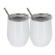 2Pcs/set Stainless Steel 12oz  Wine Tumbler With Lid + Straw + Cleaning Brush