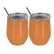 2Pcs/set Stainless Steel 12oz  Wine Tumbler With Lid + Straw + Cleaning Brush