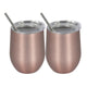 2Pcs/set Stainless Steel 12oz  Wine Tumbler With Lid + Straw + Cleaning Brush