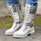 2022 Women Winter Buckle Lace Knitted Mid-calf Boots