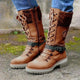 2022 Women Winter Buckle Lace Knitted Mid-calf Boots