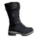 2022 Women Winter Buckle Lace Knitted Mid-calf Boots