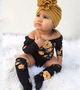 2pcs Toddler Baby Girl Long Sleeve Flower Romper + Leg Warmers